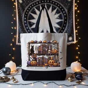 Spooky Readers Halloween Themed Book Lovers Reader Bibliophile Tote Bag